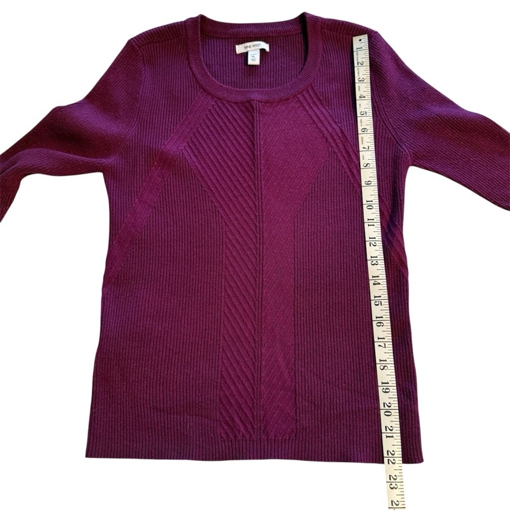 Nine West Women’s Magenta Ribbed Metallic Blend Sweater Pull Over Petite Large - Picture 7 of 7